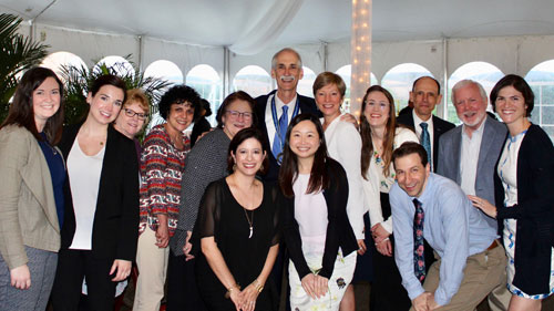 Dr. Stephen Salloway (center) and members of his team at the Memory and Aging Program at Butler Hospital celebrate at his induction into the RI Heritage Hall of Fame, May 8, 2019.