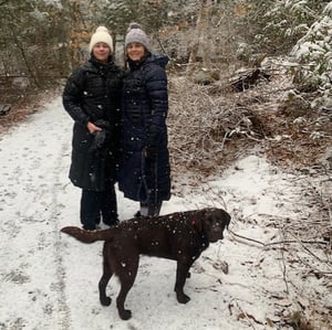 Maureen and Kathleen on one of their daily walks together.
